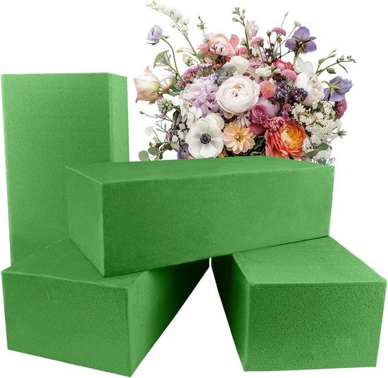 Stimolante Schiuma per Fiori Freschi - Pacchetto da 4 Pezzi - 22,5 x 10,5 x 7 cm - Schiuma Idraulica per Fiori - Fiori Artificiali - Artigianato - Feste