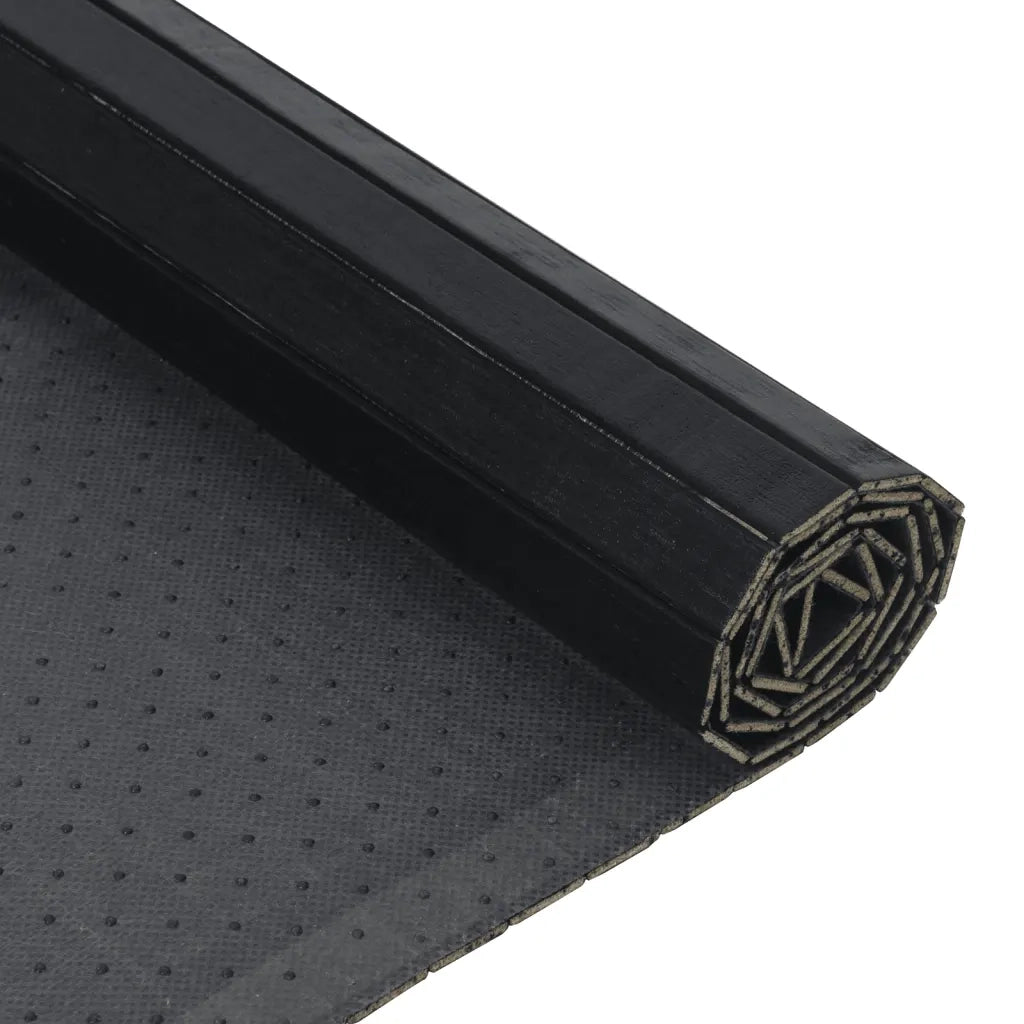 Tappeto Rettangolare Nero 60x100 cm in Bambù 376708