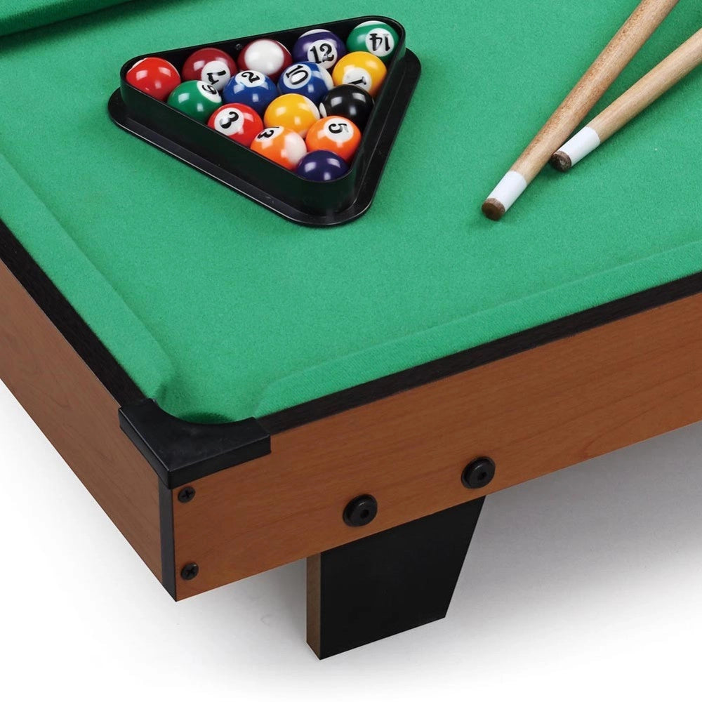 Trade Shop - Carambola Biliardo Da Tavolo In Legno Con Piedi 15 Palle E 2 Stecche 65x37x15cm -