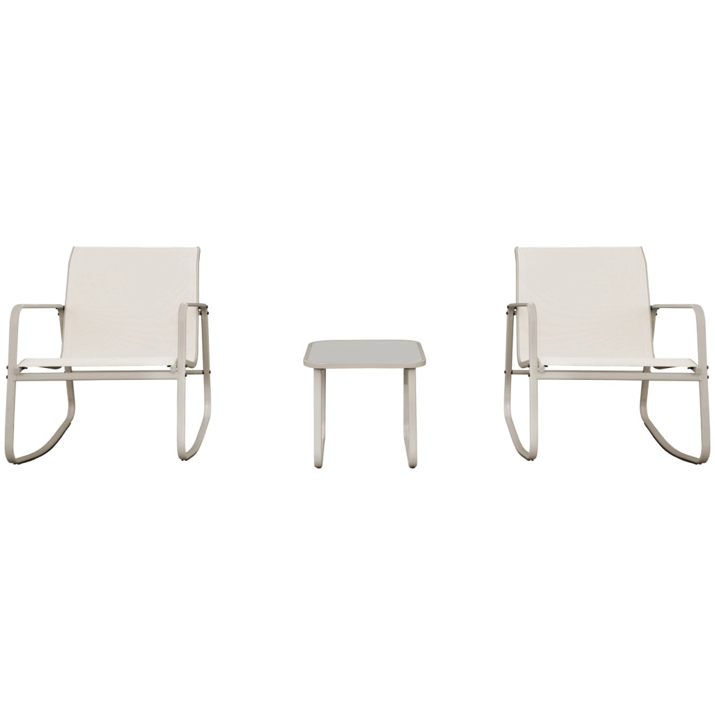 Sedia a dondolo 2 posti in textilene beige TENERIFE