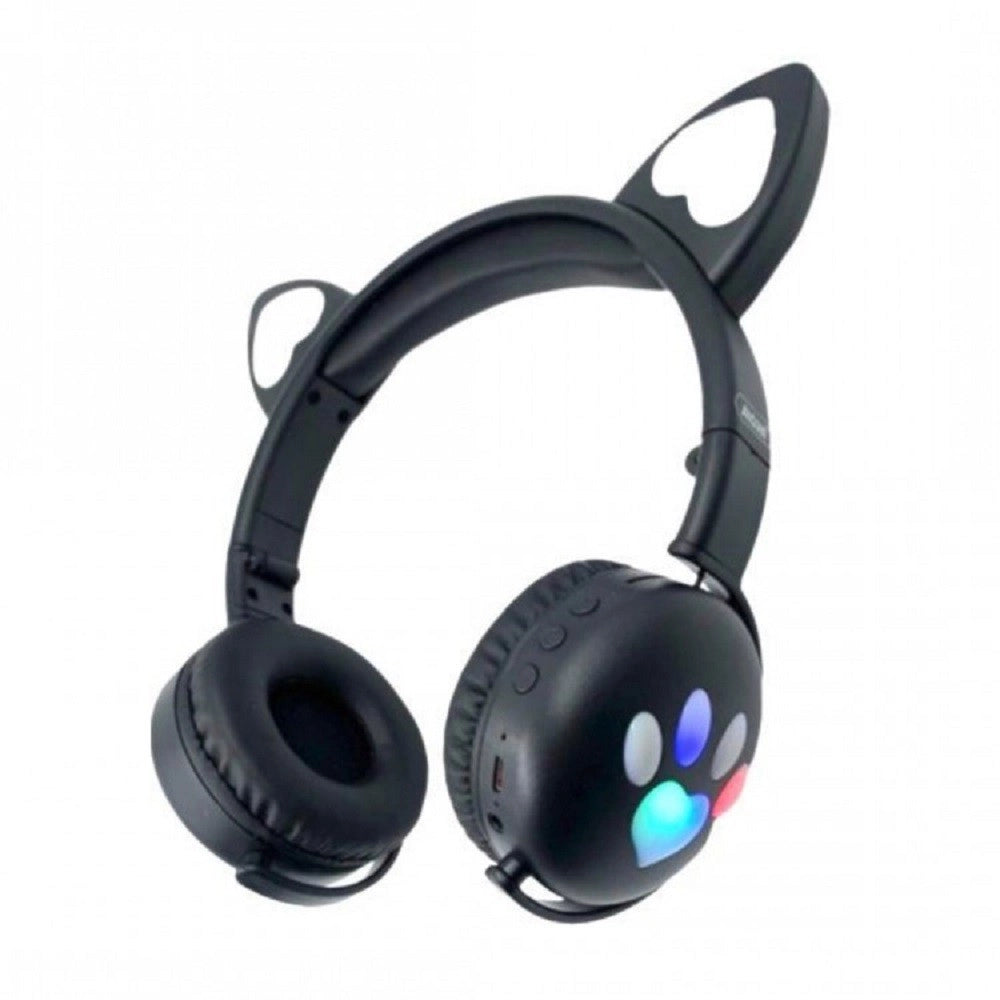 Trade Shop - Cuffie Led Wireless Con Orecchie Da Gatto Con 7 Colori Di Luce Bluetooth Q-max60 -