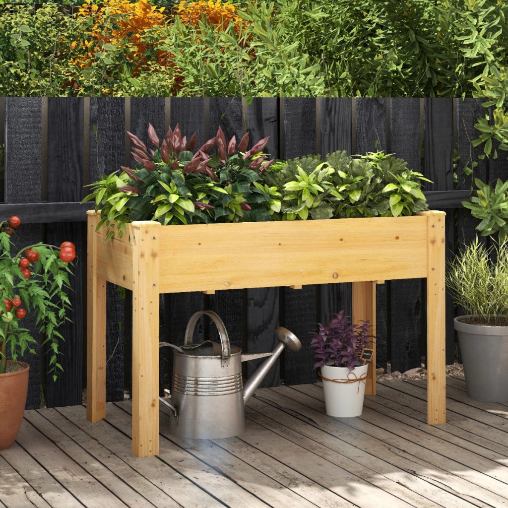 Letto rialzato da giardino per piante, Fioriera rialzata da esterno in legno di abete con fori di drenaggio Naturale-Fioriere