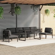 Set Divani da Giardino 7 pz con Cuscini in Alluminio Antracite
