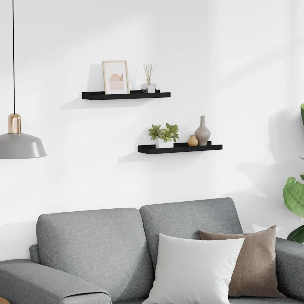 2 pz Mensole | Ripiano | Scaffale con Sporgenza Nere 40x9x3 cm MDF