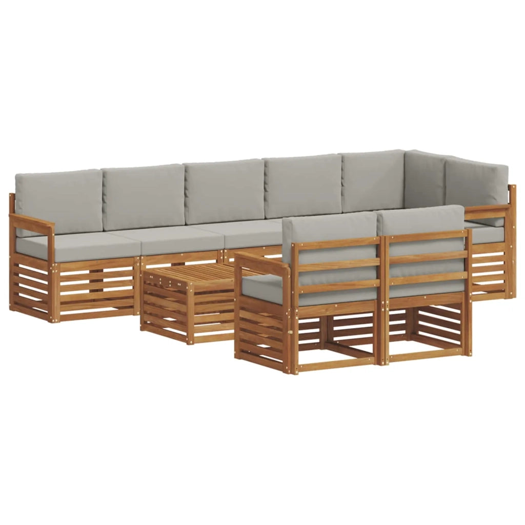 Set divani con cuscino 9 pcs Grigio Naturale e Chiaro 3375036