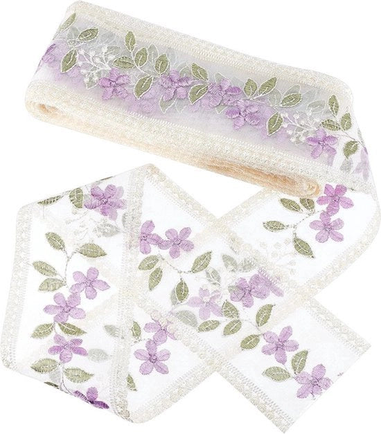 Lint per Naahand - Vintage - Blu - Lint con Bordo - Gare - Gas per Applicazione - Naia - Blu modello - Fiore - Matrimonio - Artigianale - Lint per Abbigliamento e Fai da Te - 6 Metri.