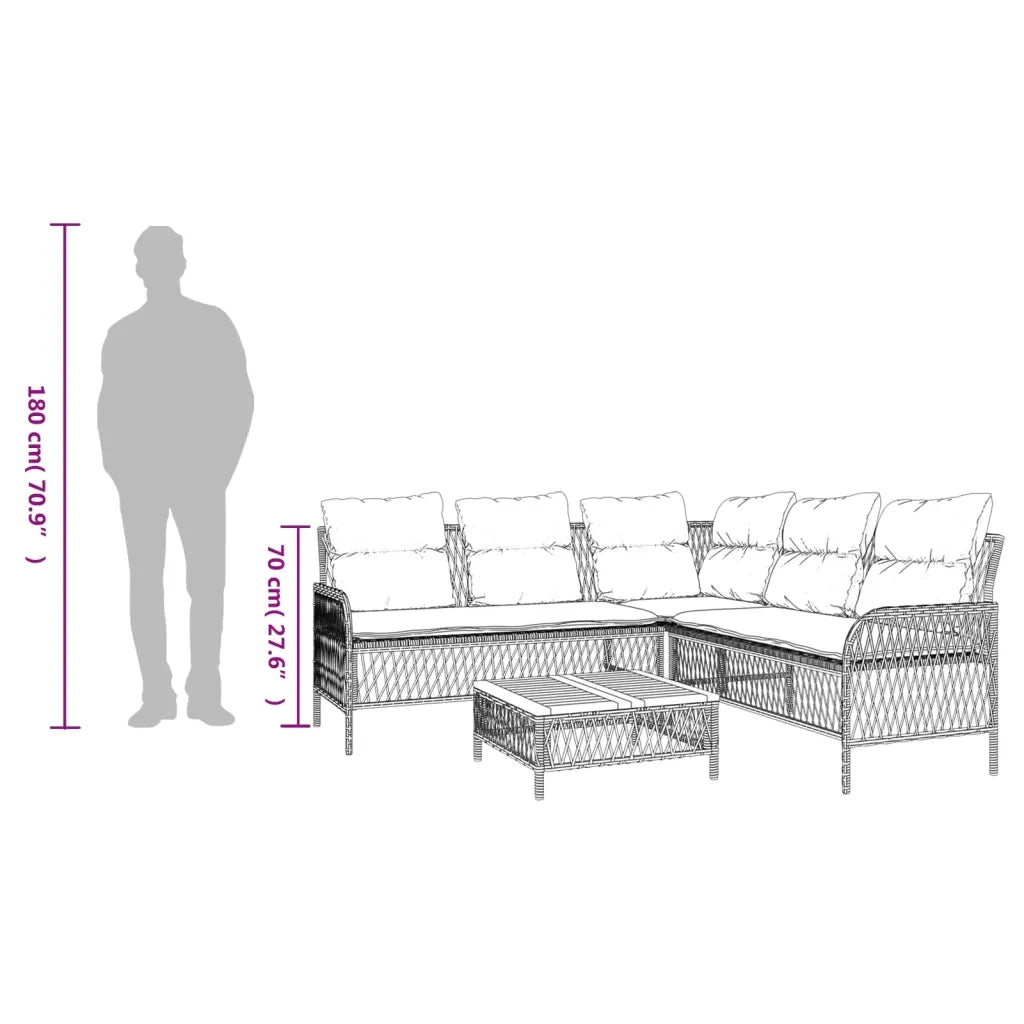 Set Divano da Giardino 2 pz con Cuscini Grigio in Polyrattan 368734
