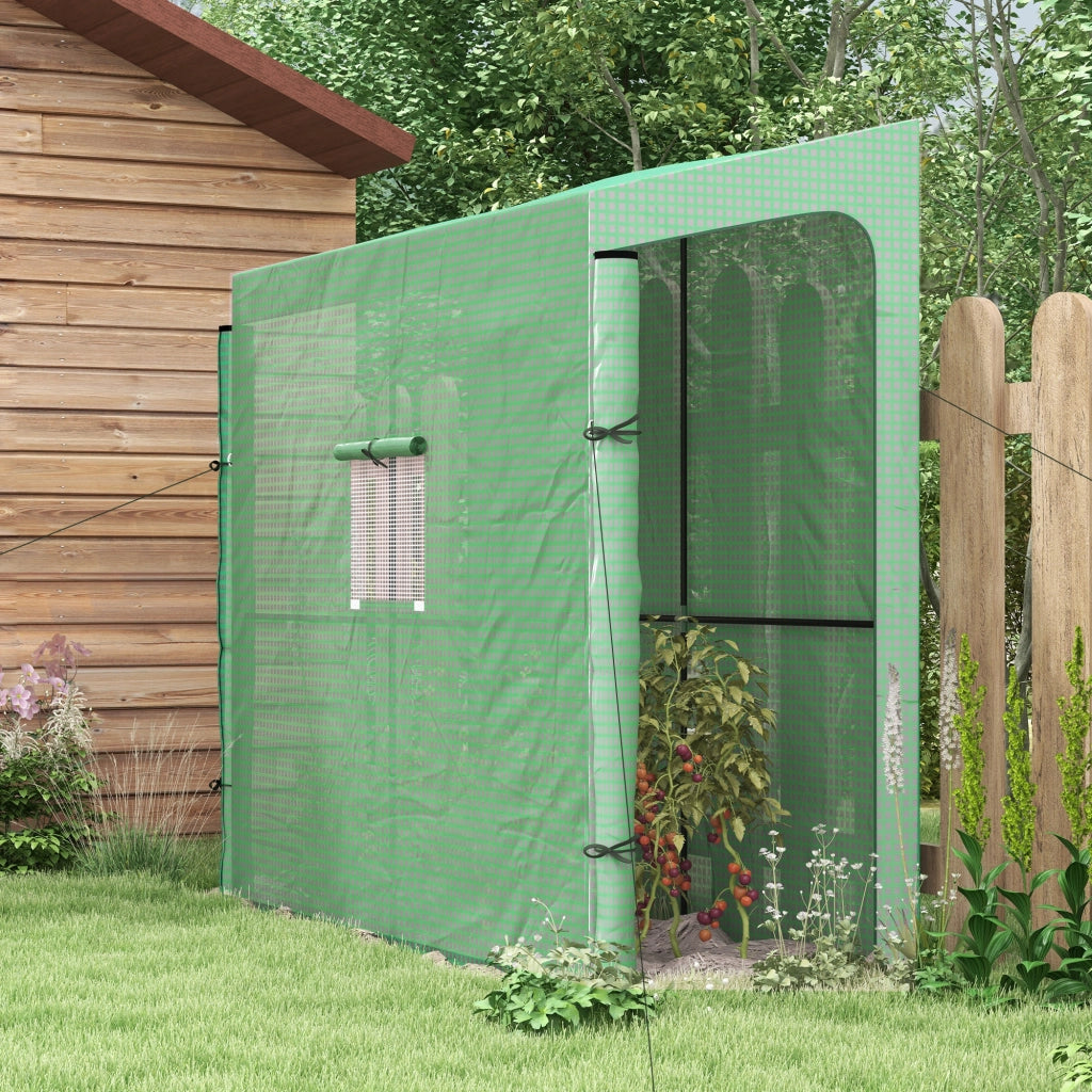 Serra con 2 porte, serra per pomodori antivento con finestra laterale, protezione UV per giardino, PE verde