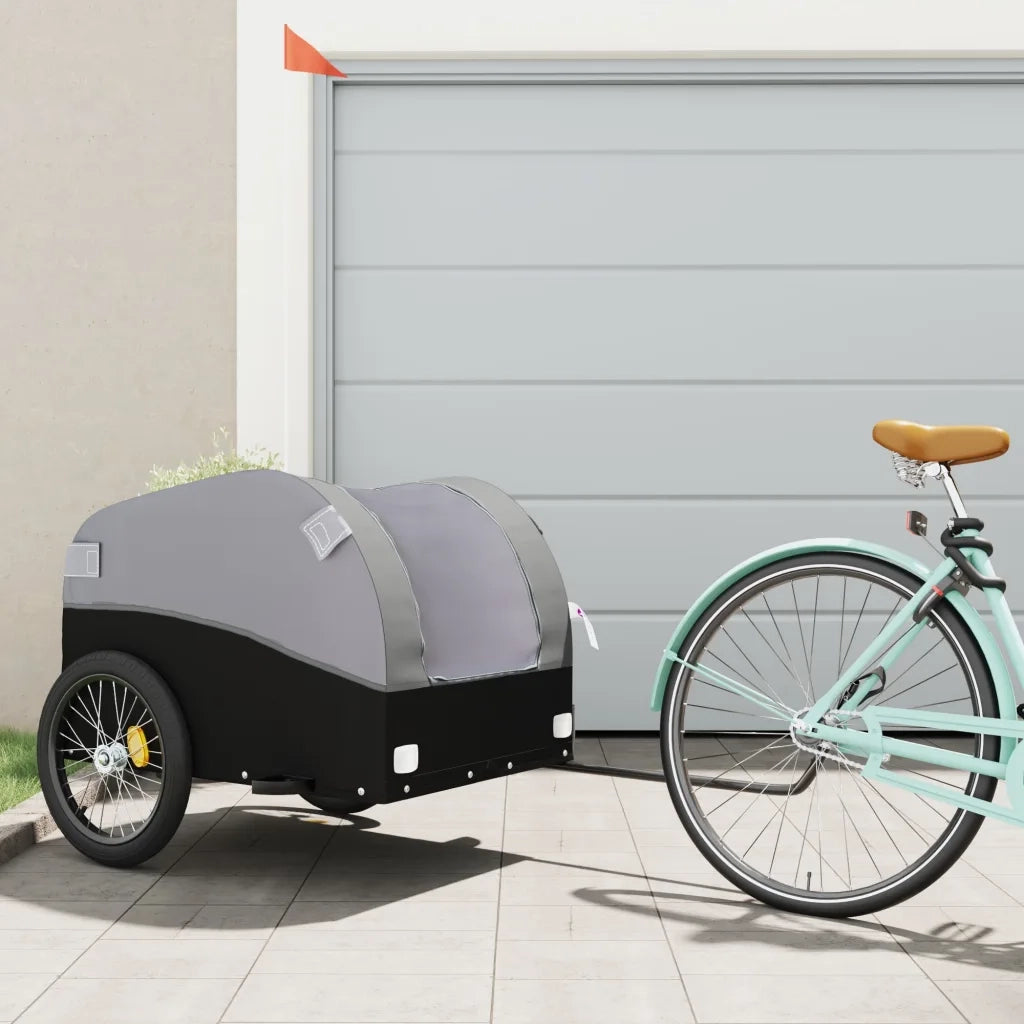 Rimorchio da Bici Nero e Grigio 45 kg in Ferro 94133