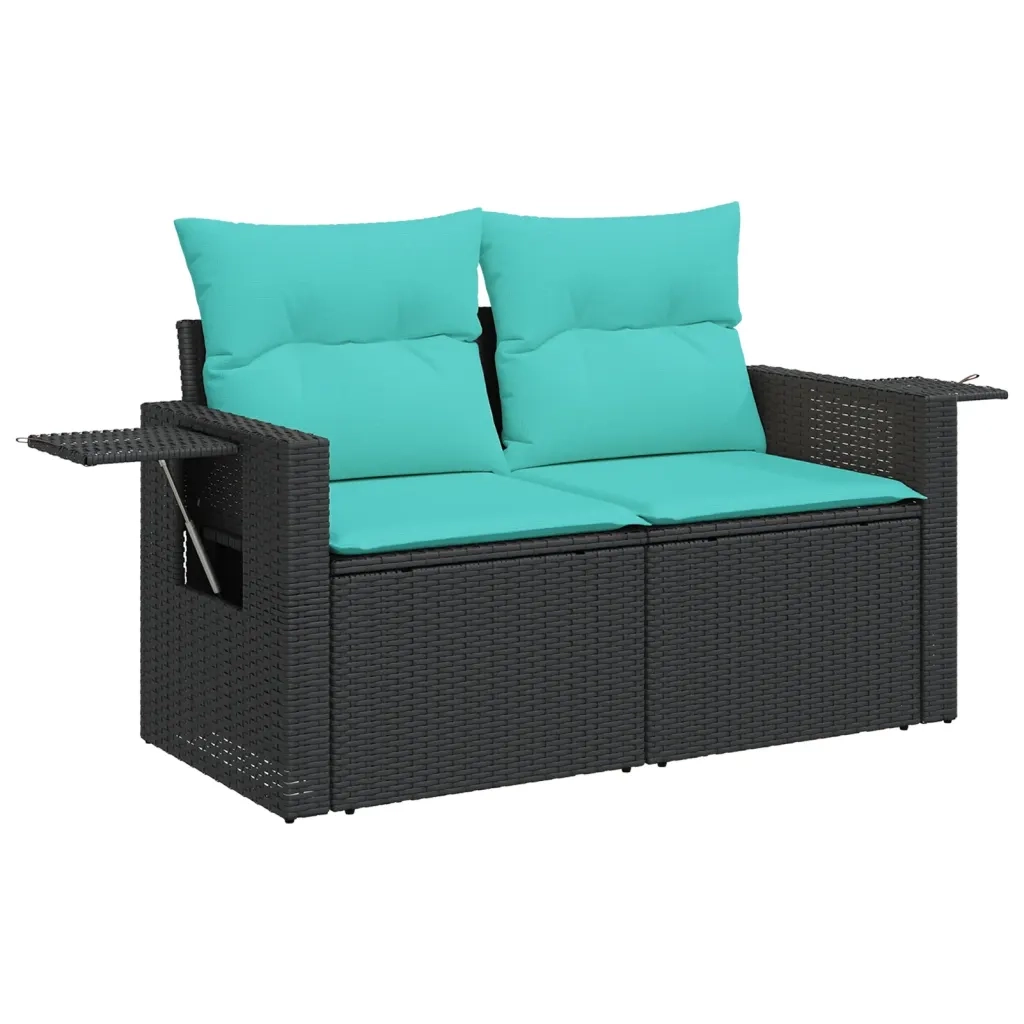 Set Divani da Giardino 6 pz con Cuscini Nero in Polyrattan 3220186