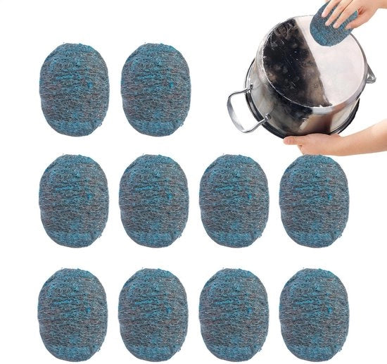 Set di spugne per pulire 10 pezzi - spugne a base di acciaio e sapone - progettate per la durata - efficaci per la pulizia - riutilizzabili - per uso in cucina - spugne per pulire