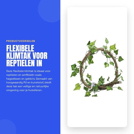 Decorazione per Terrario - Reptile - Rank Flexibile - Rotante - 100 cm con Maniglie - Materiale PU/Kunststof