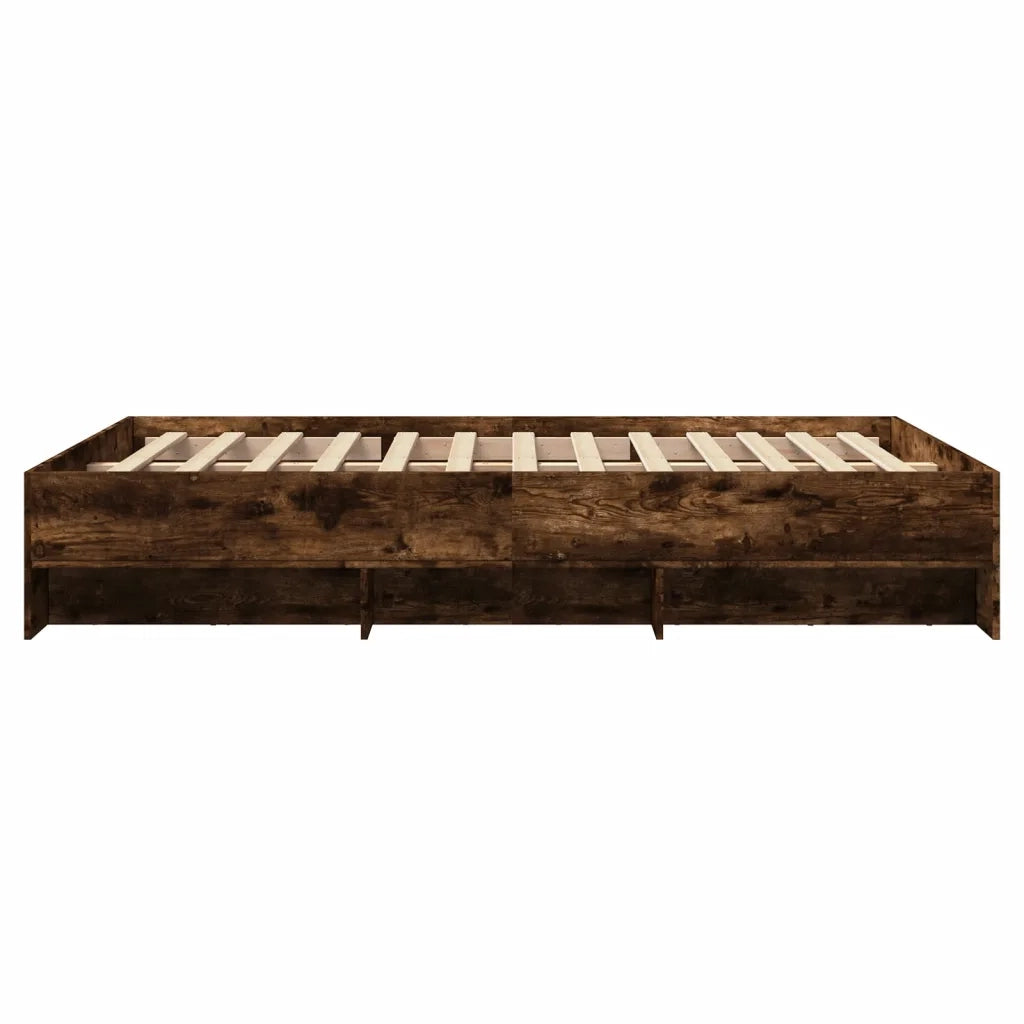 Letto matrimoniale | Letto per adulti | Giroletto senza Materasso Rovere Fumo 140x190 cm in Truciolato