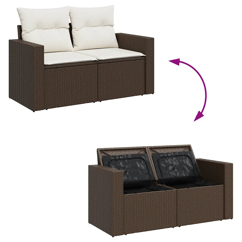 Set Divano da Giardino 5 pz con Cuscini Marrone in Polyrattan 3326244