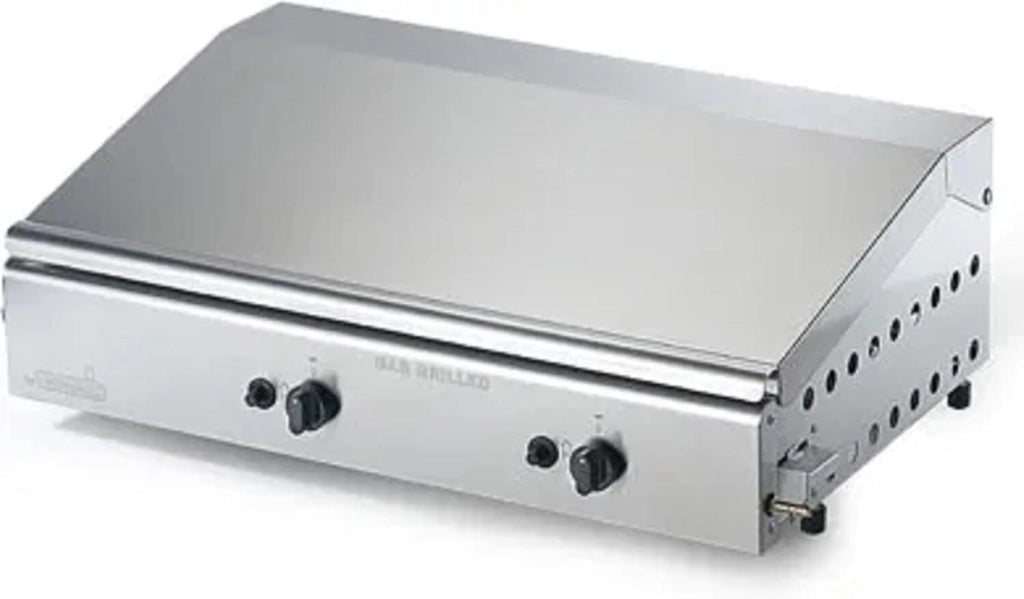 Ompagrill 4071 COVER M Plancha Double Bistecchiera a Gas Doppia Piastra Inox 2 Bruciatori 6 kW Accensione Piezoelettrica Made in Italy colore Inox