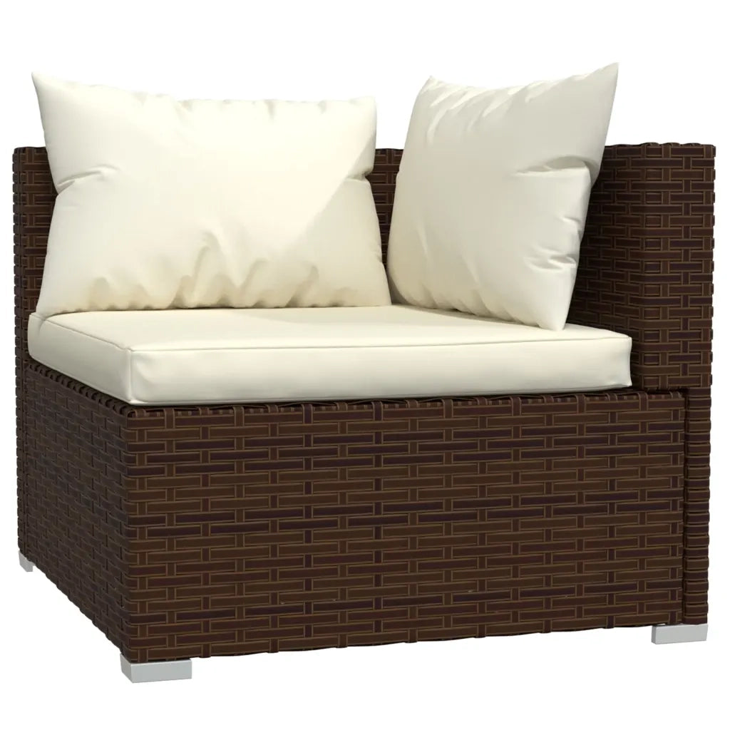 Set Divani da Giardino 3 pz con Cuscini in Polyrattan Marrone 317505