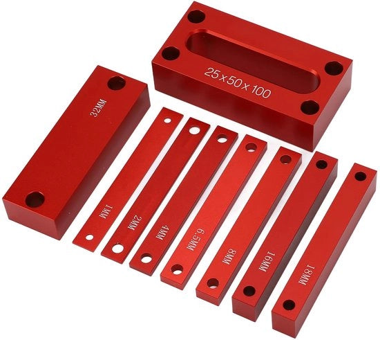 Impostazione Blocco 9pz - Blocchi di Misurazione - Lega di Alluminio Leggera - Resistente ai Contatti - Scala Laser - Facile da Usare e Pratico