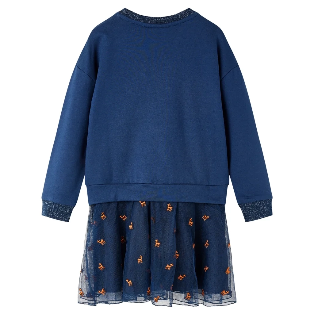 Abito da Bambina a Maniche Lunghe Blu Marino 92 14194