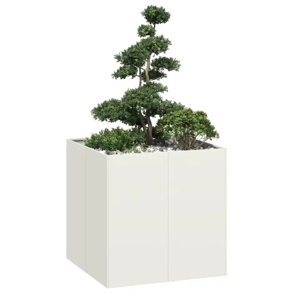 Fioriera | Cassetta per fiori | Vaso Bianca 80x80x80 cm in Acciaio