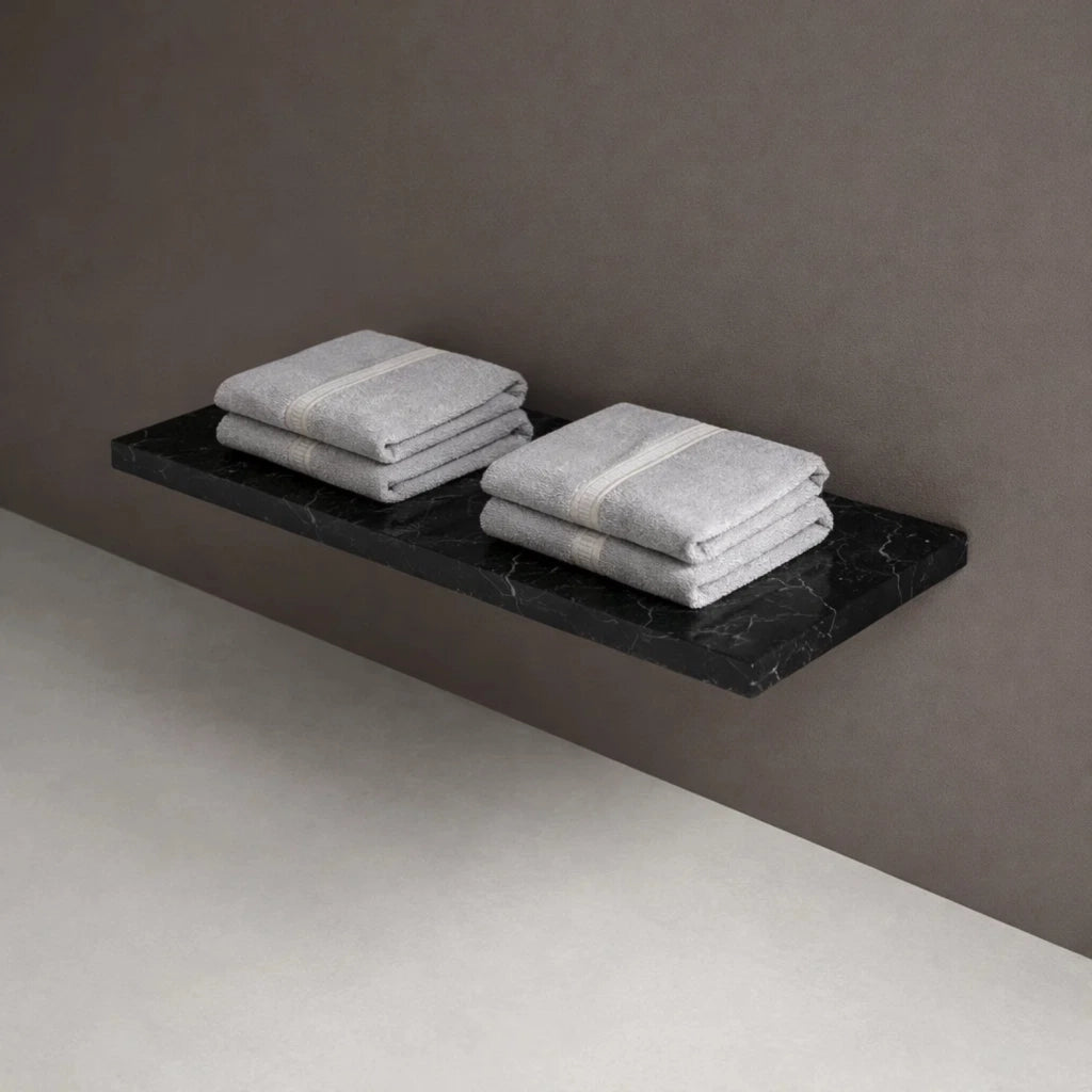 Mensola inferiore lavabo sospeso astrid in stone nero e bianco venato *** finitura- nero, confezione 1