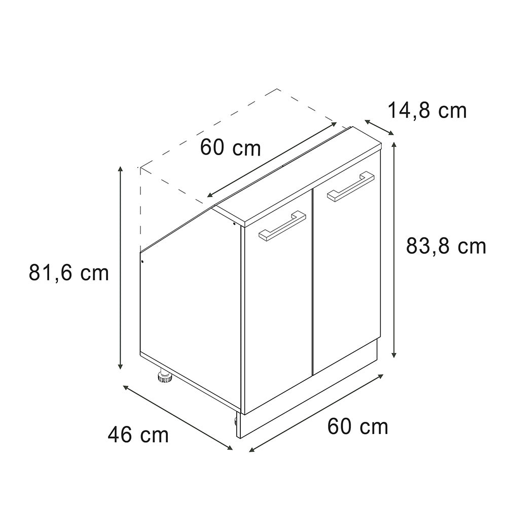 Mobile sottotetto Rion Calcestruzzo/Bianco con 2 porte Vicco