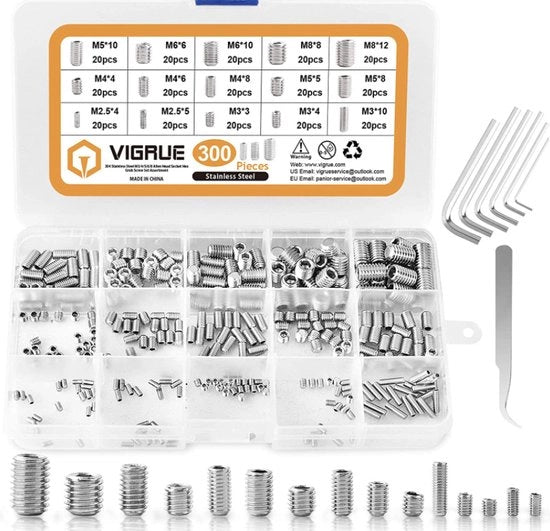Set di viti a dado RVS assortito M2.5 M3 M4 M5 M6 M8 con set di attacchi a chiave a stella e chiave a ingranaggi