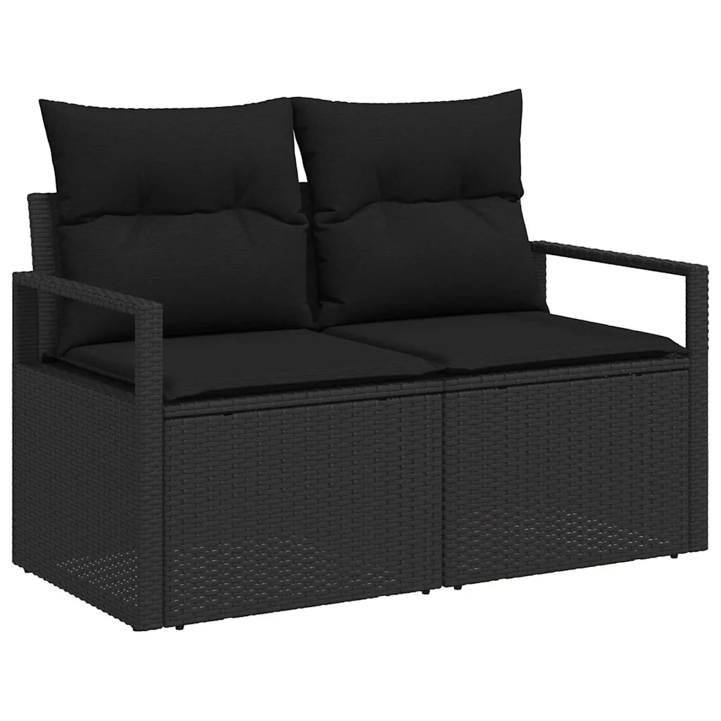Set Divano da Giardino con archiviazione 9 pcs Nero Poly Rattan 3364429