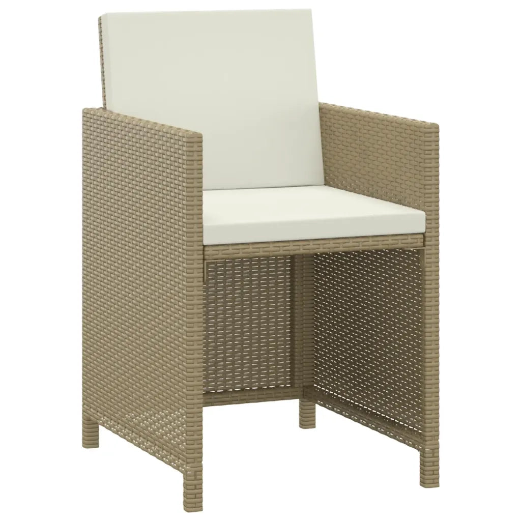 Set da Pranzo da Giardino 3 pz con Cuscini in Polyrattan Beige 3095494