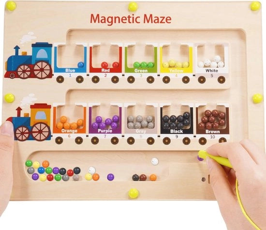 Gioco da Tavolo per Bambini con Labirinto Magnetico in Legno per Età 2-4 Anni - Attività Motoria e Giochi di Sorteggio