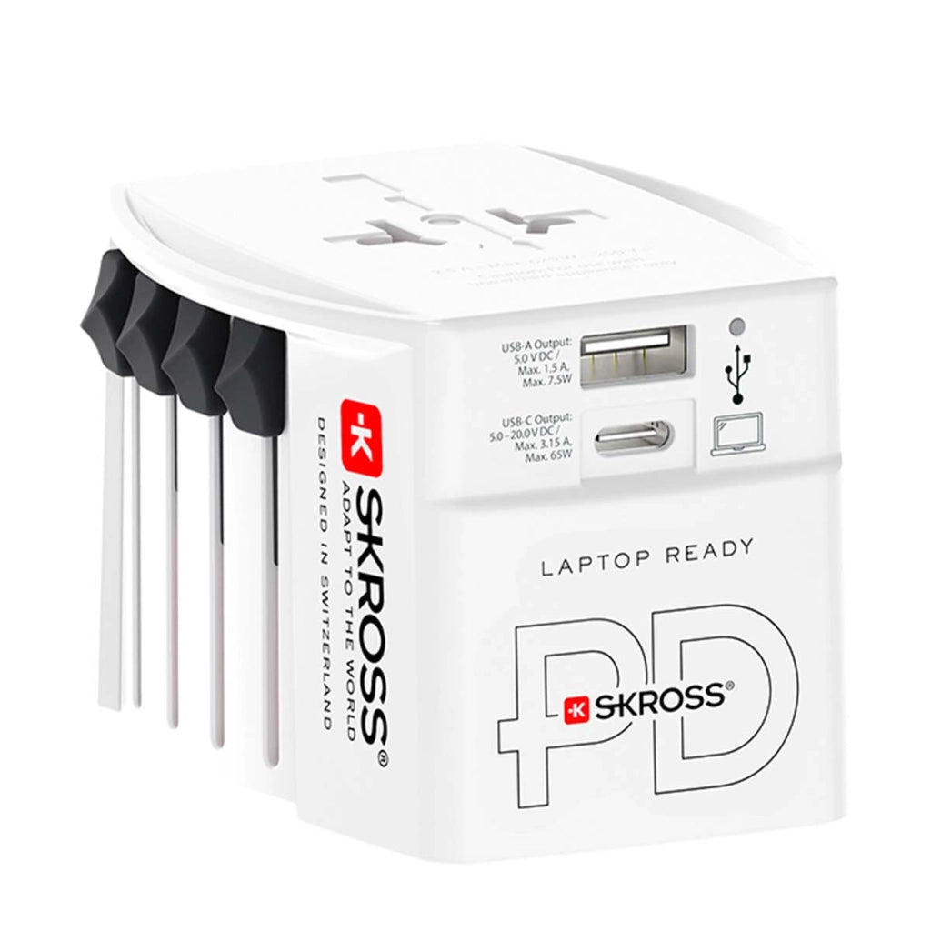 Adattatore da viaggio USB e USB-C 65W MUV Power Delivery prese universali Bianco Skross