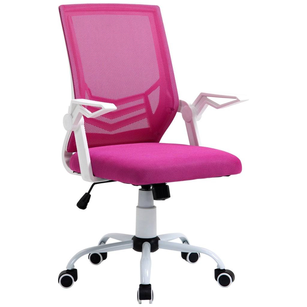 EasyComfort Sedia da Ufficio Ergonomica con Supporto Lombare, Braccioli Pieghevoli, Sedia da Scrivania Girevole in Rete Traspirante con Schienale Reclinabile e Altezza Regolabile, Capacità 120kg, Rosa