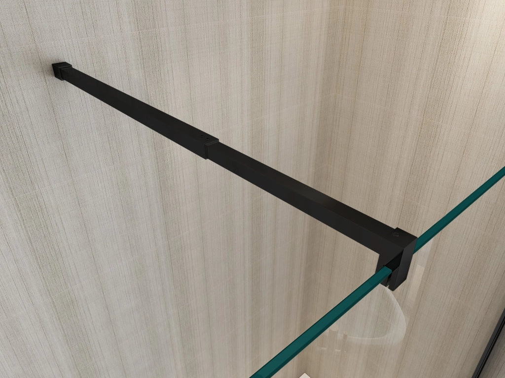 Parete Doccia Walk-in Cristallo 8mm Trasparente Black h.200cm Sicena Vision 75 cm