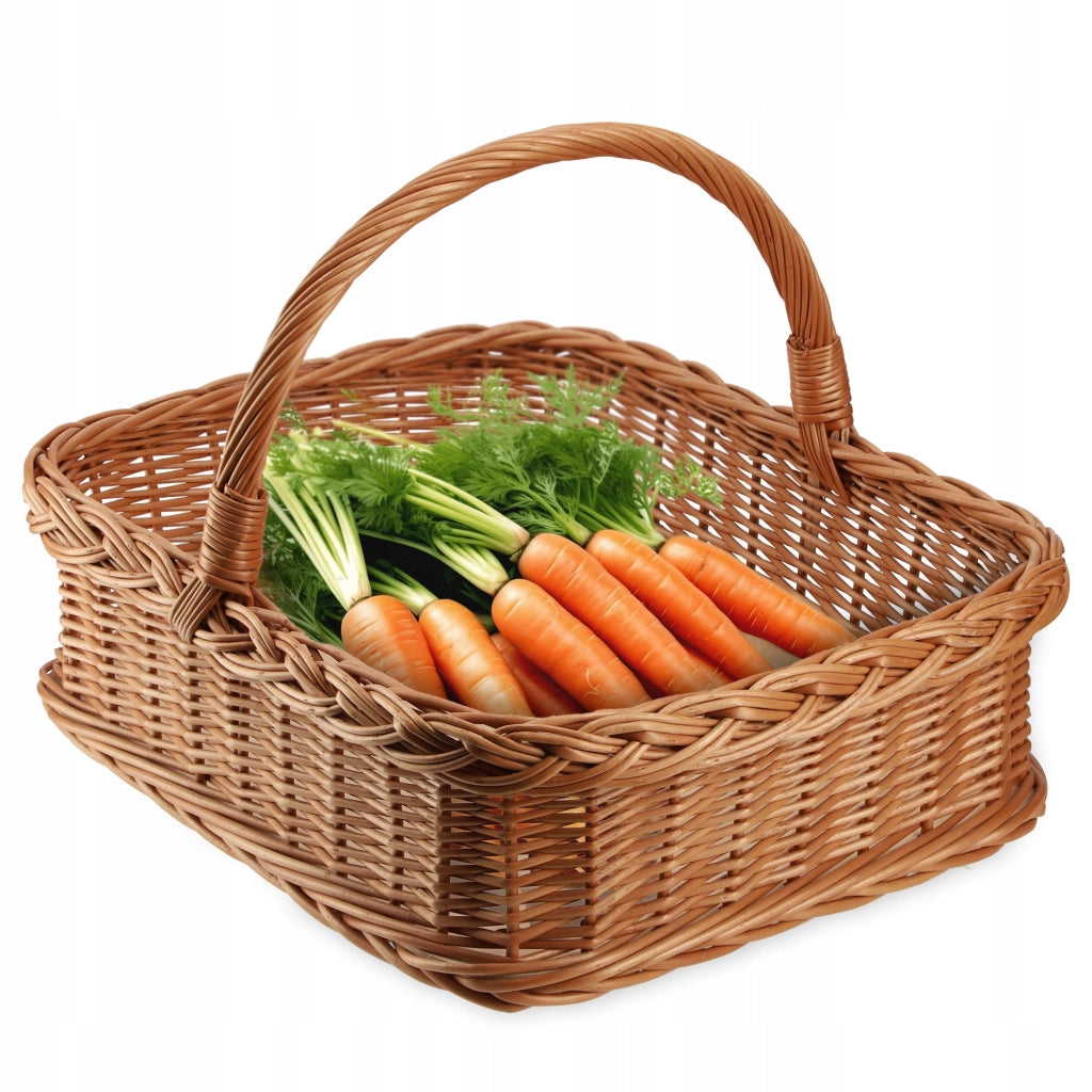 Cesto per la spesa in vimini KADAX, vassoio rettangolare per frutta da picnic, 52 cm