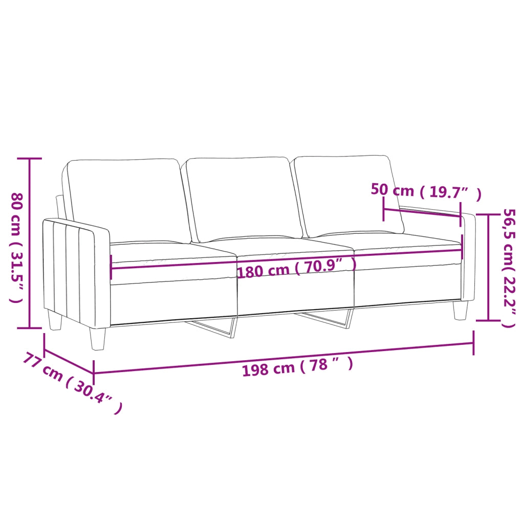 Divano a 3 Posti Grigio Chiaro 180 cm in Velluto 359209