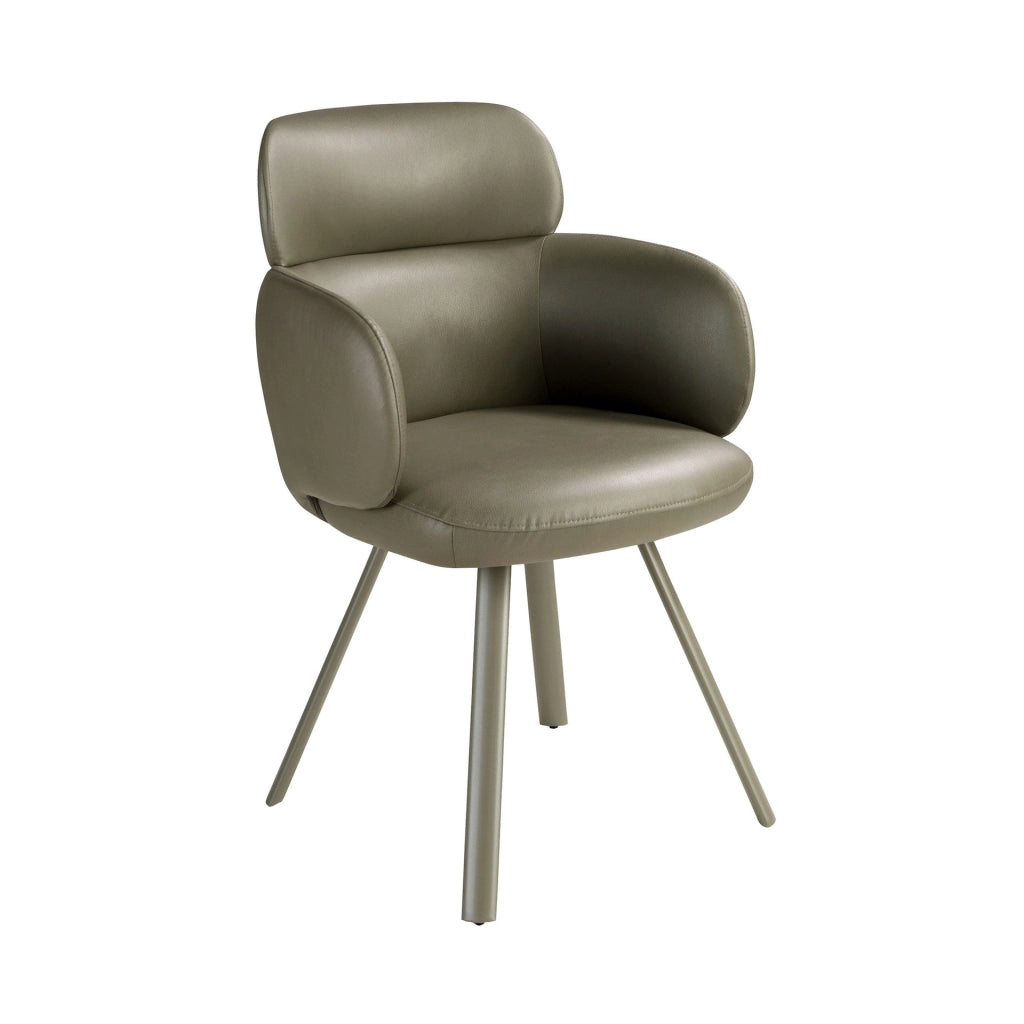 Sedia girevole in similpelle verde oliva