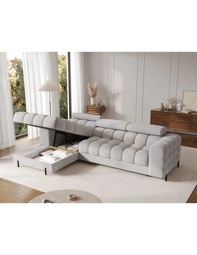 Divano angolare sinistro convertibile Grigio mélange linea moderna 285x99x181cm FILTRO