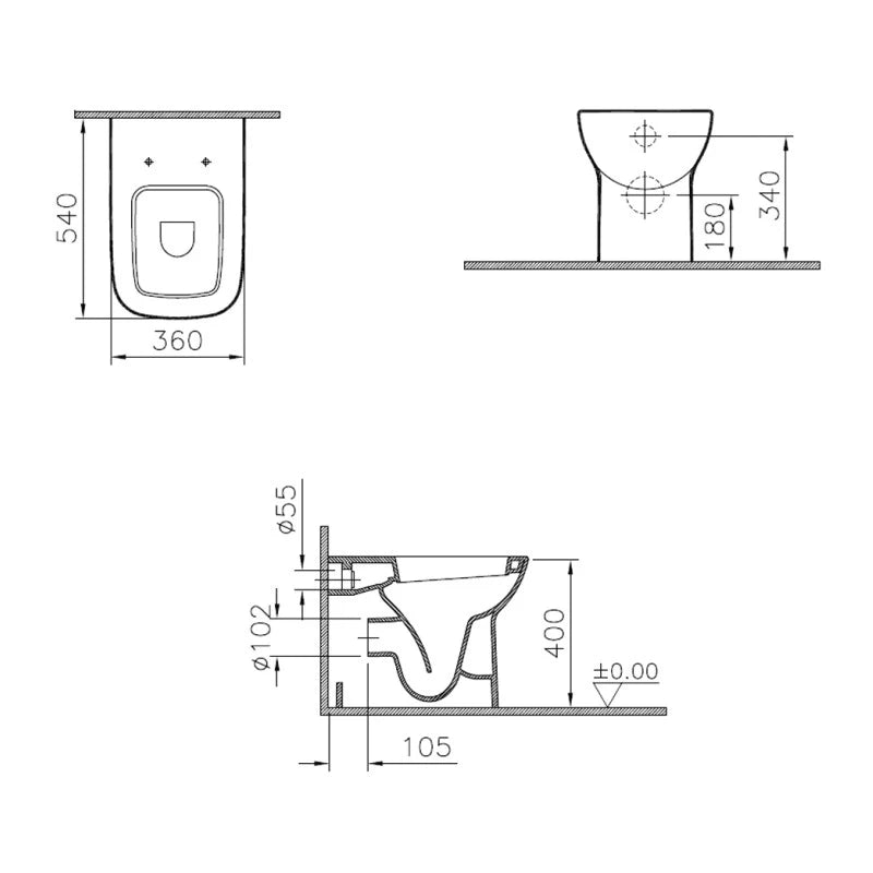 Vaso filo muro a pavimento in ceramica - Serie S20