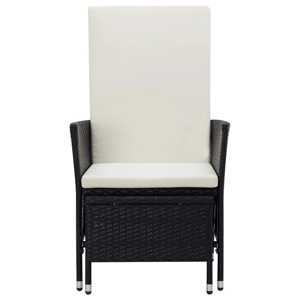 Set Divani da Giardino 3 pz con Cuscini in Polyrattan Nero 3059371
