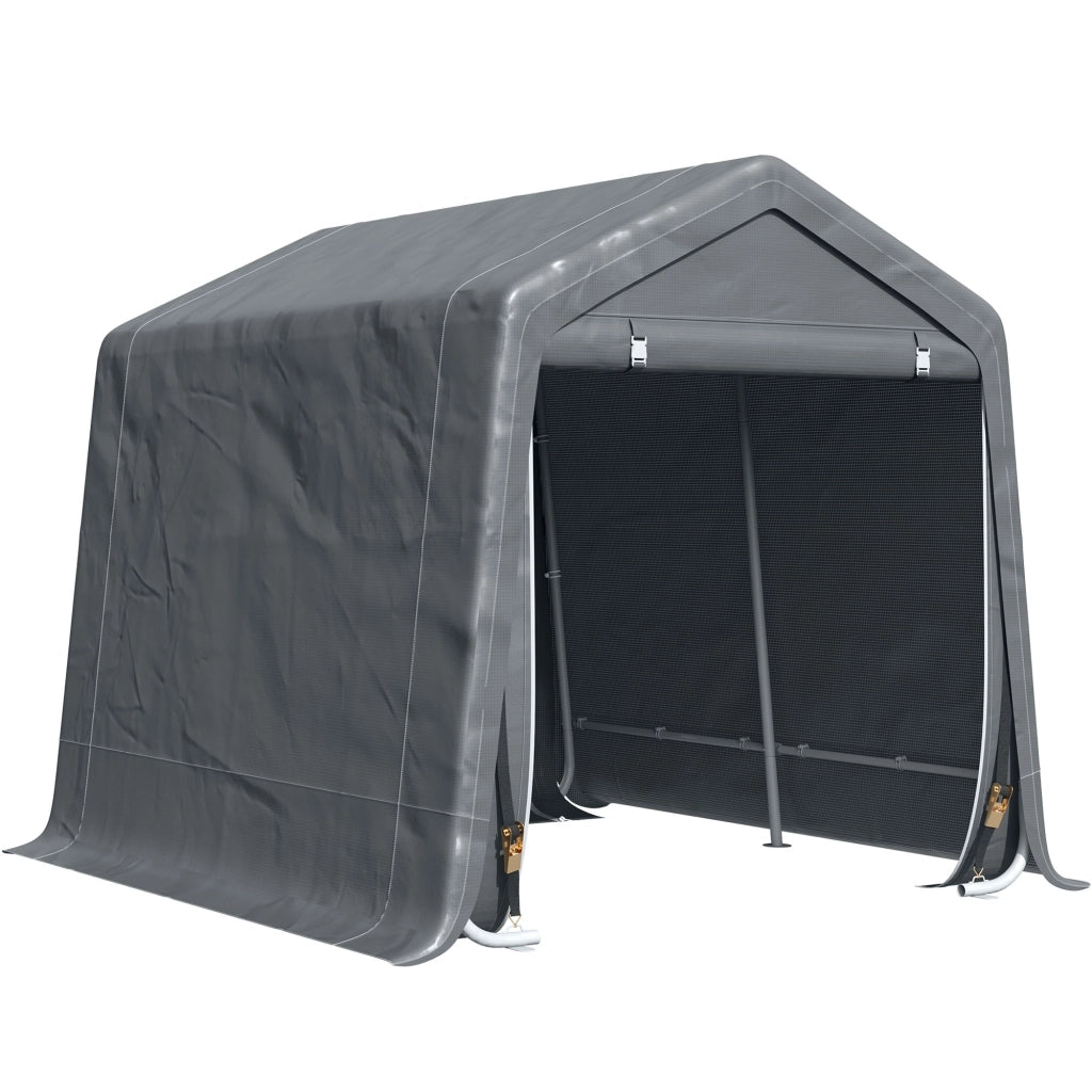 EasyComfort Tendone Garage per Auto, Moto e Attrezzi in Metallo e Tessuto PE, 280x240x240cm, Grigio