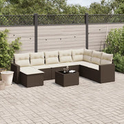 Set Divani da Giardino 9pz con Cuscini Marrone in Polyrattan 3219363