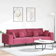 Divano Rosso Vino 250 x 77 x 76 cm Velluto 3335157