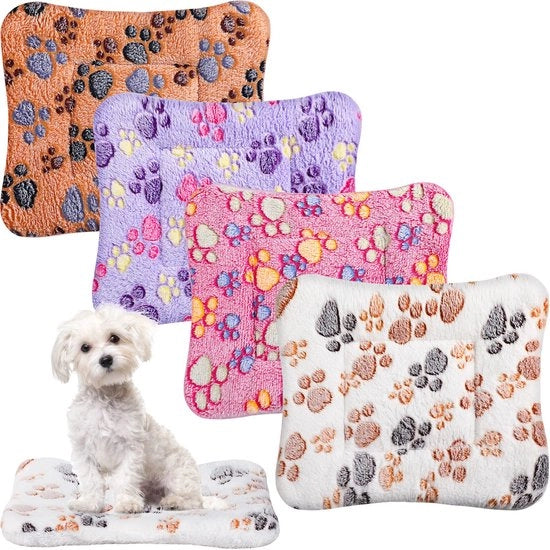 4 pacchi di coperte per animali domestici ultracomode, cuscini per gatti con disegni carini, lettini di piuma soffici per piccoli animali, gabbie per cani, coperte per gabbia (33 x 47 cm)