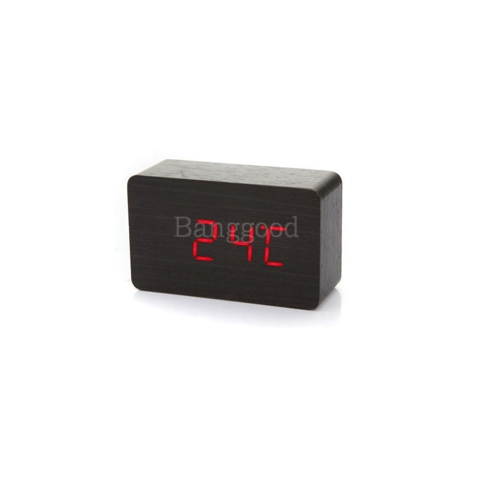 Trade Shop - Sveglia Orologio Wooden Light Led Digital Alarm Clock Calendario Termometro -