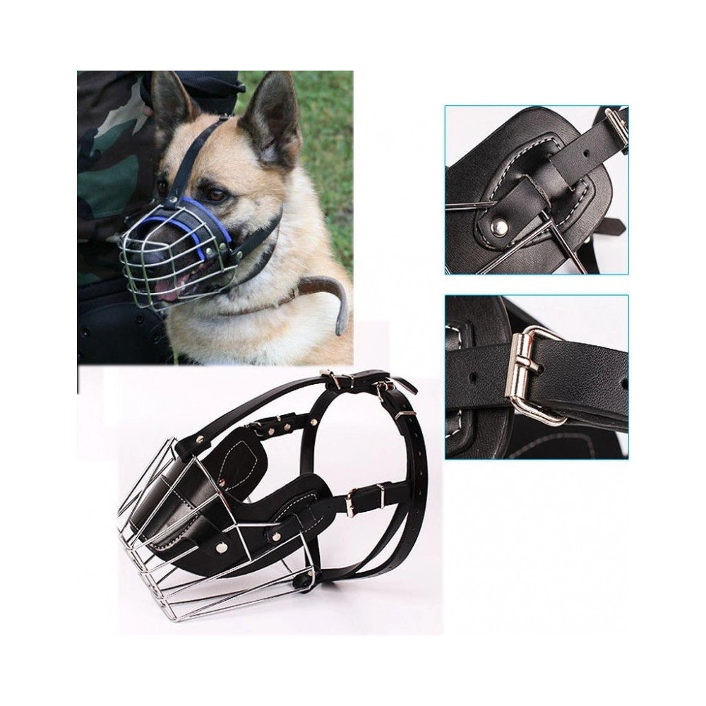 Trade Shop - Museruola Taglia L/xl Metallo Grande Cane Cani Regolabile Per Toelettatura Anti-abbaio Morso Sicurezza -