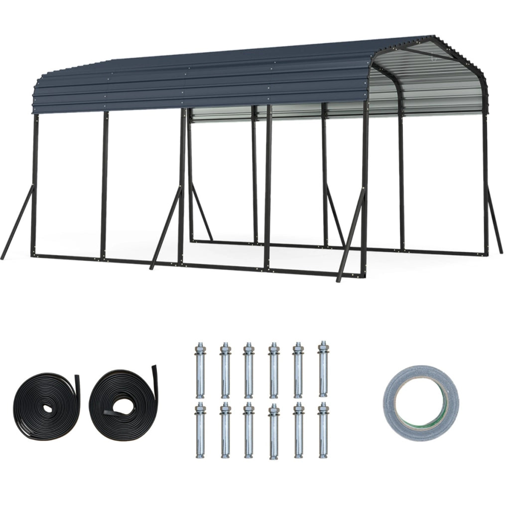 Rifugio per garage all'aperto con 4 gambe inclinate aggiunte, Tenda grande con tetto rigido per SUV e eventi Nero