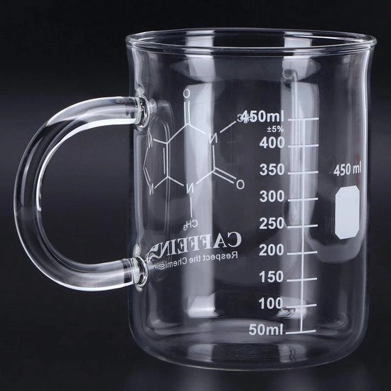Misura Liquido - Caffè e Tè - 16 Ounce - Beaker di Laboratorio - Stile Unico - Transparenza - Becher di Vetro