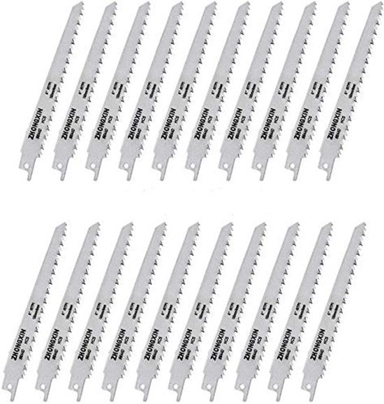 Set di lamiere per sega a scorrimento - 20 pezzi - 150 mm x 19 mm x 0,9 mm - Adatto per sega a scorrimento - 6 denti per pollice