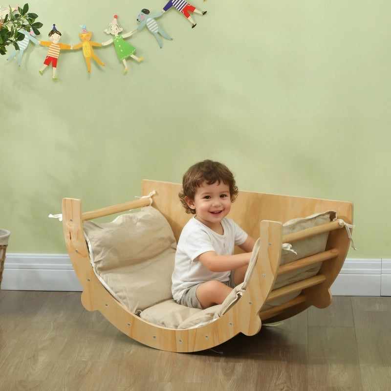 ARCO ARRAMPICATA Montessori 90x52x50 cm in Legno di Pino colore Legno Naturale con Cuscino