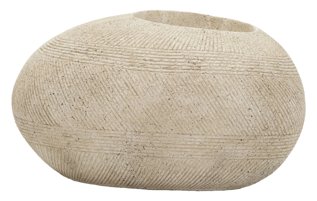 P/Vaso da Esterno Stone in Polyresin - Texture Effetto Roccia, Grey 54,5x42,5x30 cm - Sofisticato e Resistente - Moden