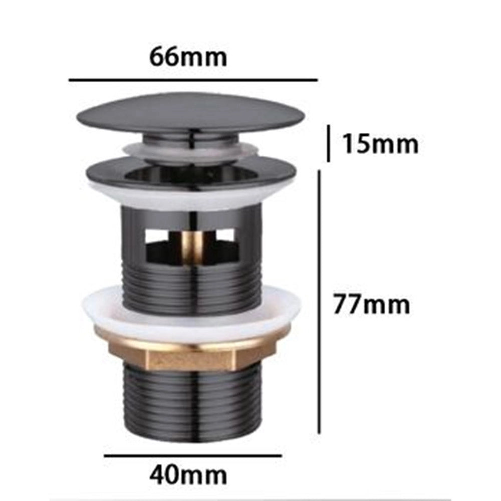 Trade Shop - Piletta Click Clack Lavabo Lavandino Universale 1/4" Pop Up Tappo Di Scarico Nero 59606 -